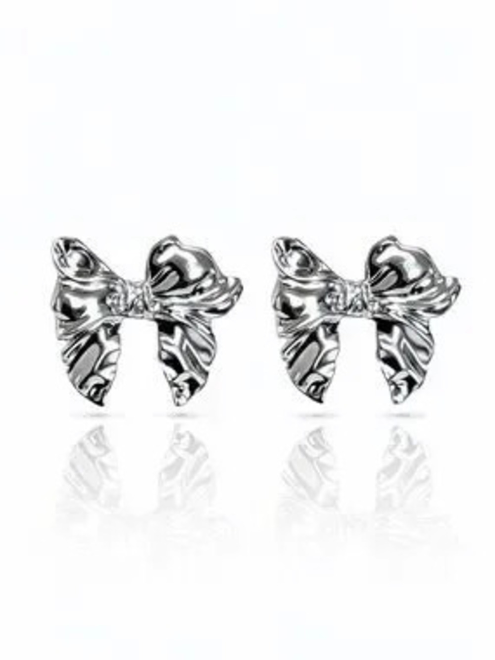 Silver Bow Stud Earrings - Women Jewelry